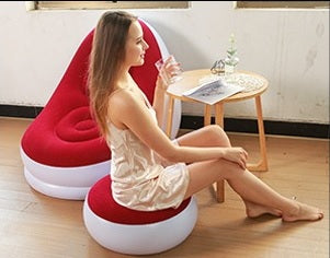 Image of SILLON PUFF INFLABLE CON COJÍN POSA PIES + INFLADOR