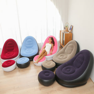 SILLON PUFF INFLABLE CON COJÍN POSA PIES + INFLADOR